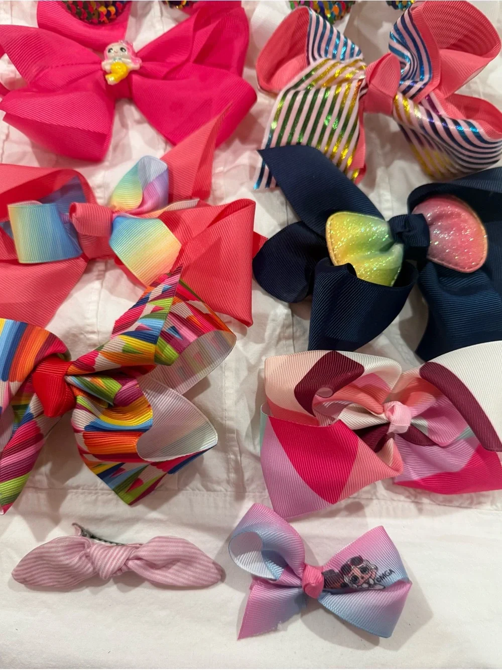 Lot of 15 Kids Rainbow Sequin Hair Bows - Multicolor